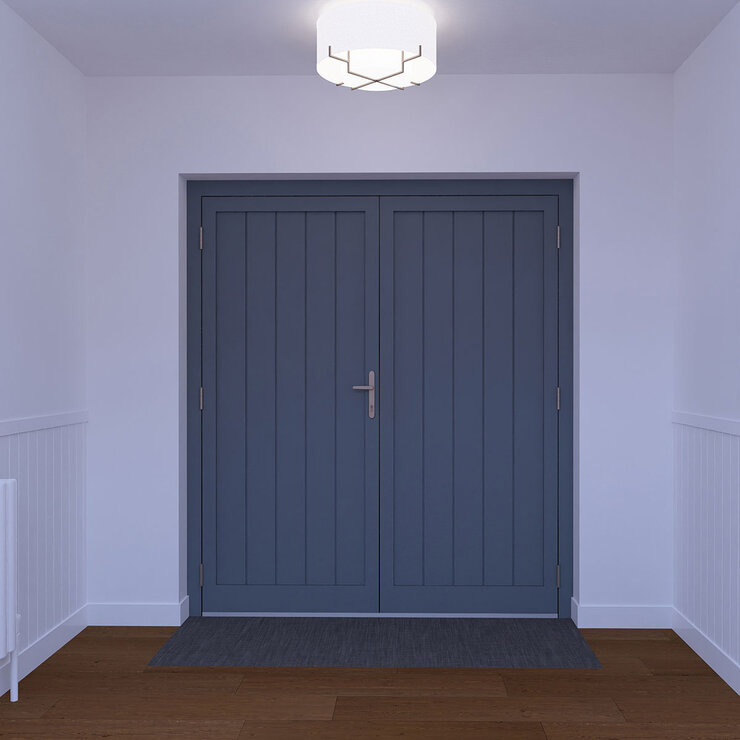 Dortech Double Knaresborough Aluminium Front Door with Lever Handle: Maximum H 2400 x W 1790mm, Available in 2 Colours