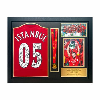 Liverpool 2005 Champions League Final Retro Shirt Medal Display Signed by all 15 Team Members