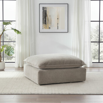 Aiden & Ivy Sereen Beige Fabric Ottoman