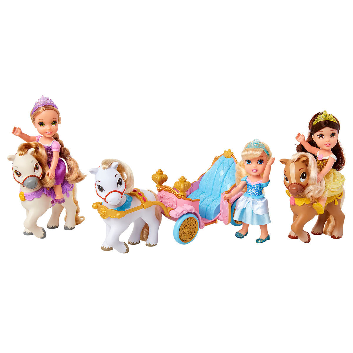6 Inch (15cm) Disney Petite Princess Dolls And Carriage Gift Set (3+ Years)
