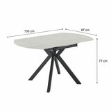 Indus Valley Cavella Ceramic Extending Dining Table + 4 Beige Chairs