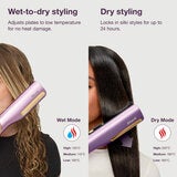 Lifestyle image showing wet to dry styling and dry styling Lifestyle image showing wet to dry styling and dry styling
