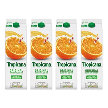 Tropicana Original Orange Juice With Bits, 4 x 900ml