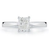 1.0ct Radiant Cut Diamond Solitaire Ring, Platinum