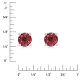 Round Cut Pink Tourmaline Stud Earrings, 14ct Rose Gold