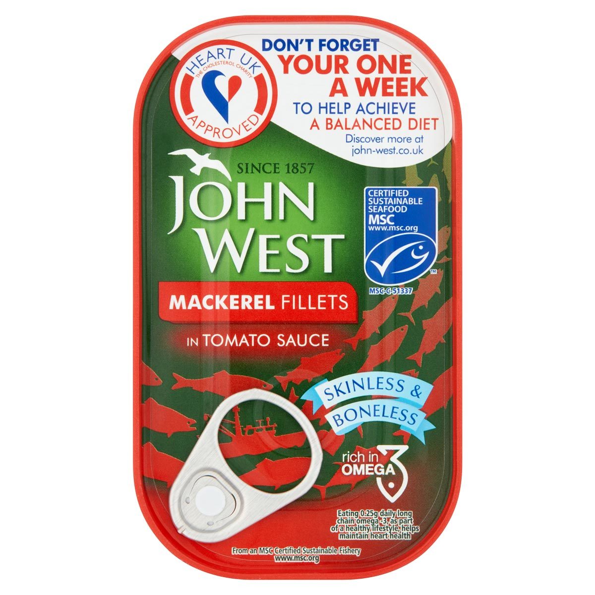 John West Mackerel Fillets in Tomato Sauce 10 x 125g C