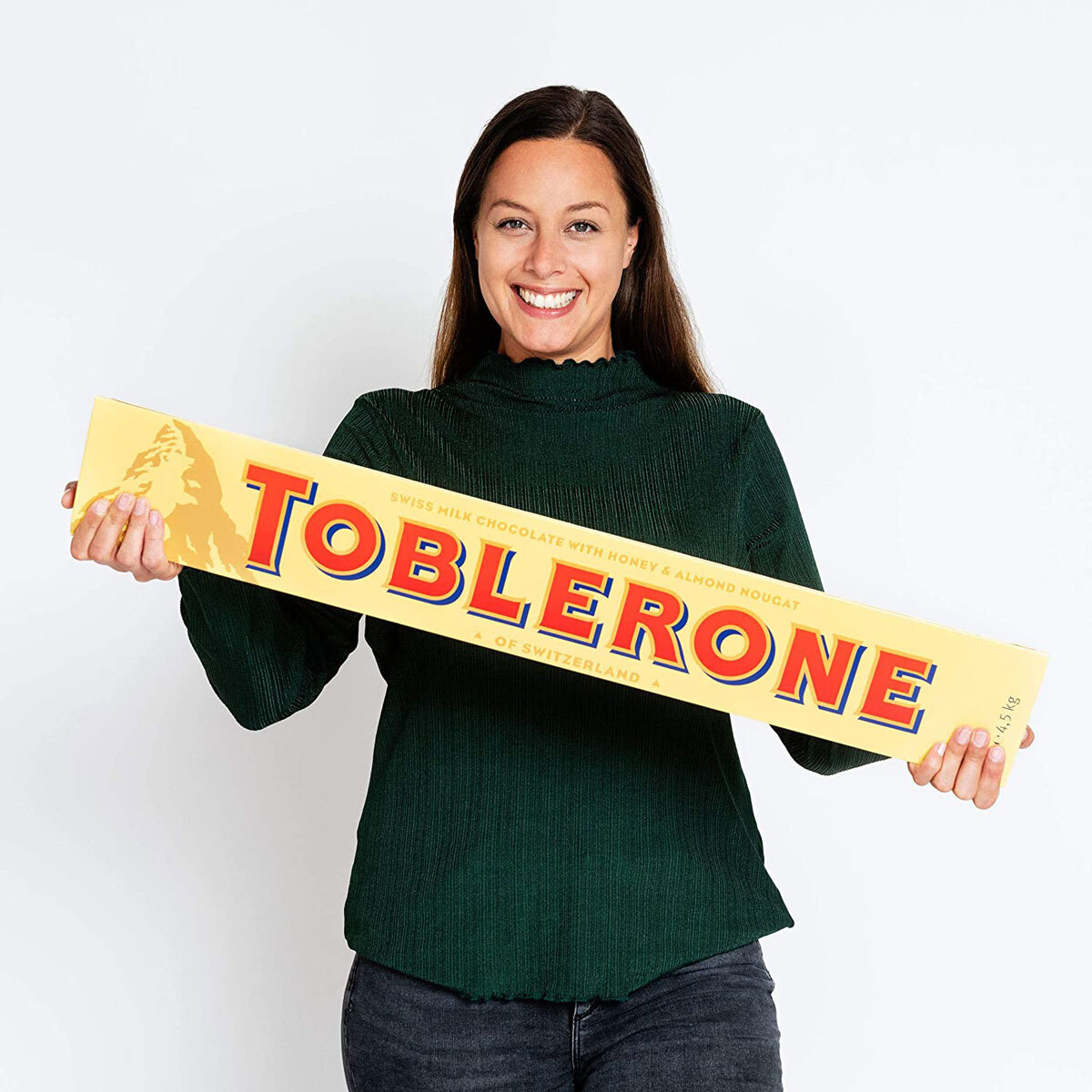 Giant Milk Chocolate Toblerone in persons hand to show scale