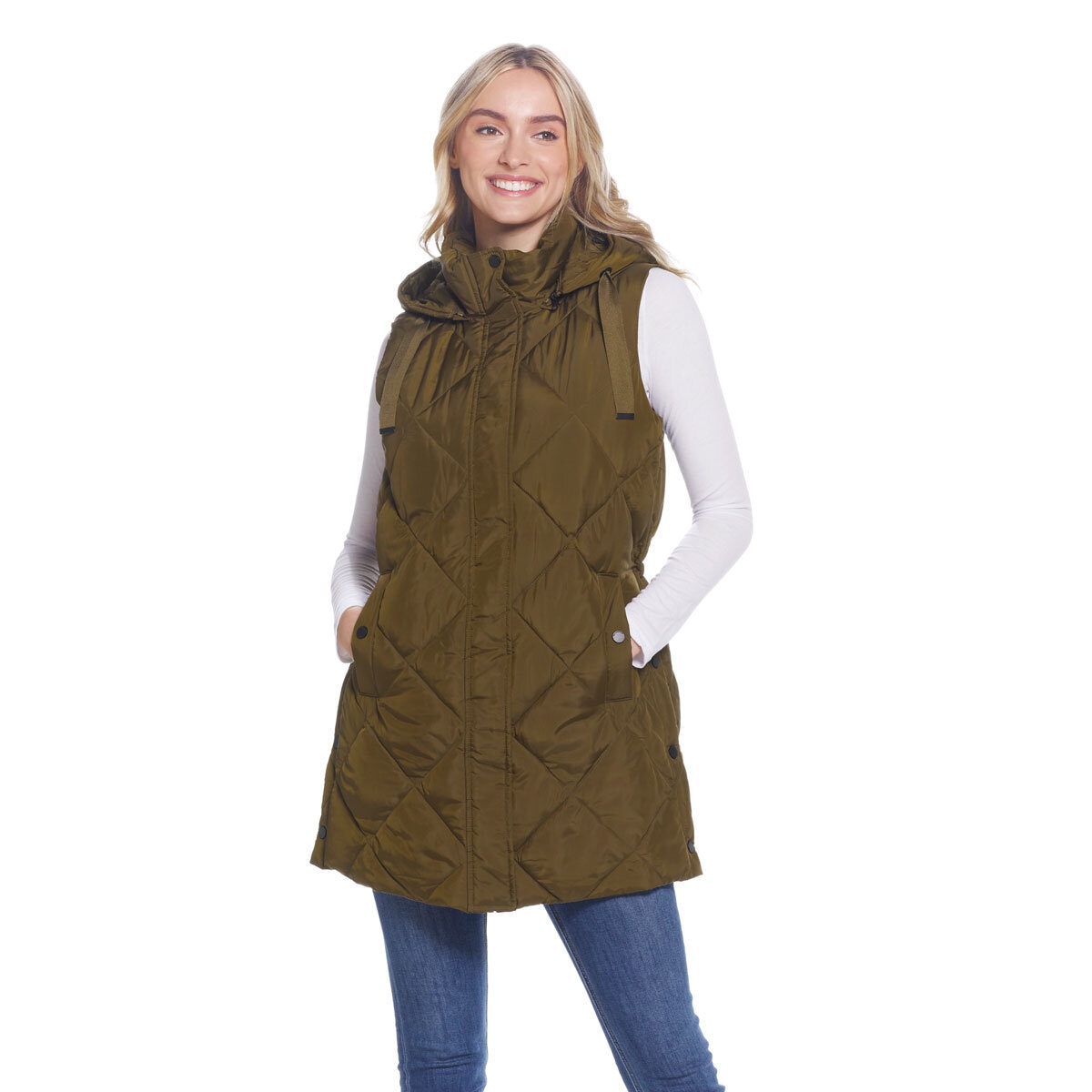 Weatherproof long line puffer vest Clearance