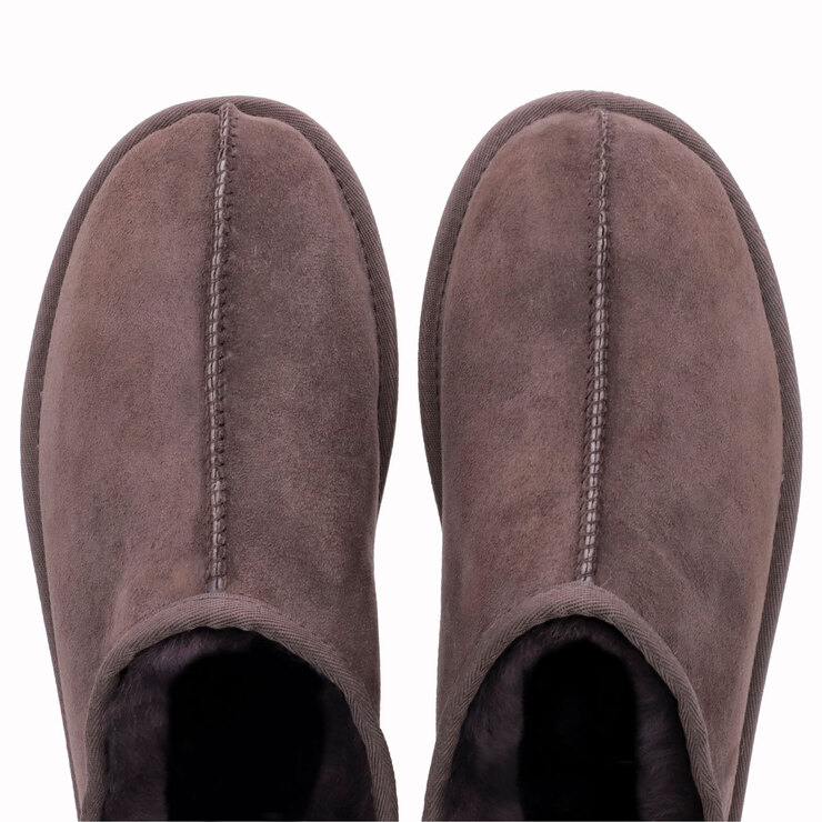 men's suede leather shearling fur clog slippers