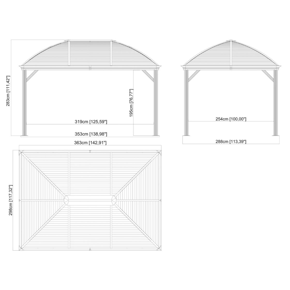 Sojag Moreno 10ft x 12ft (3.04 x 3.65m) Aluminium Frame Sun Shelter with Galvanised Steel Roof + Insect Netting