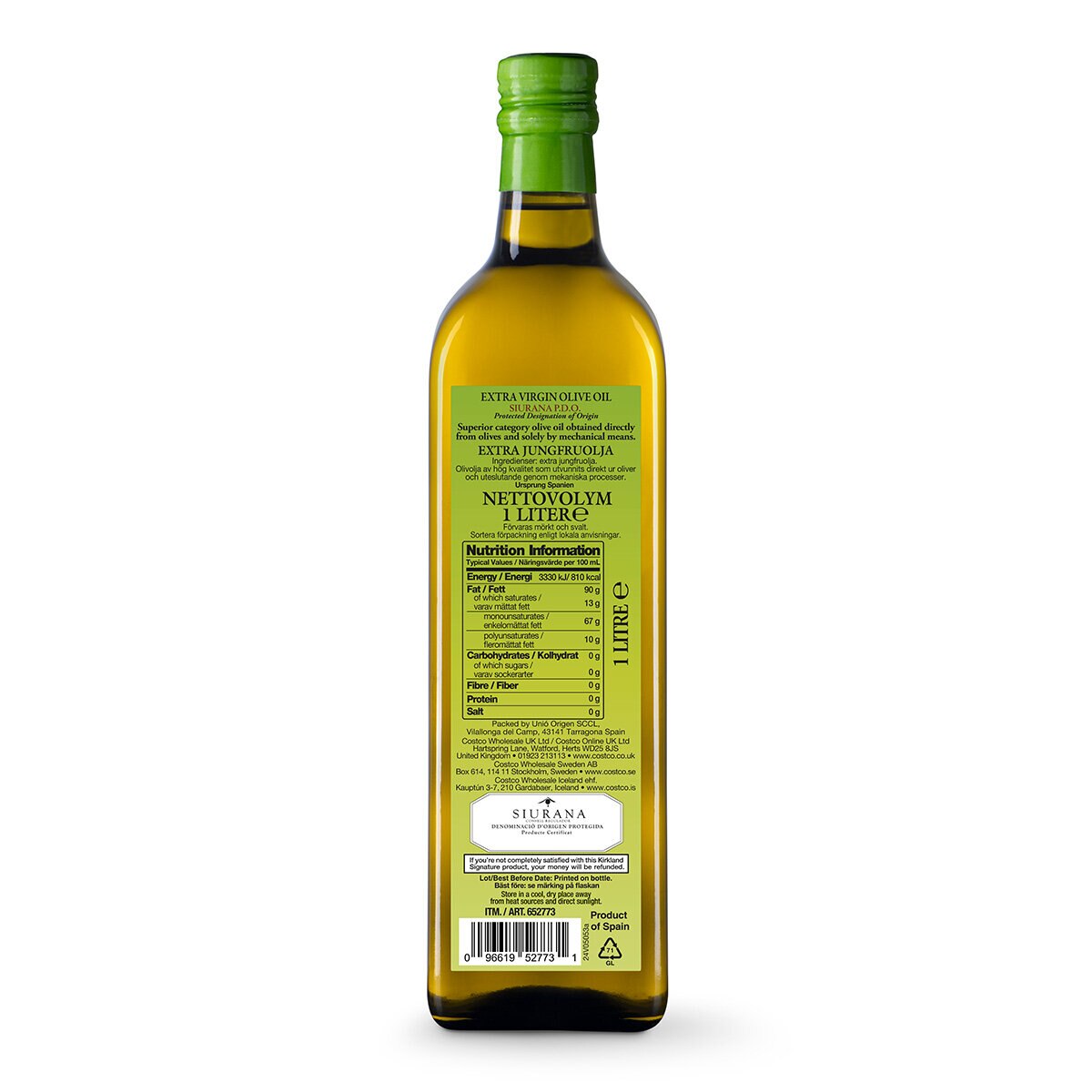 Kirkland Signature Extra Virgin Siurana Olive Oil, 1L