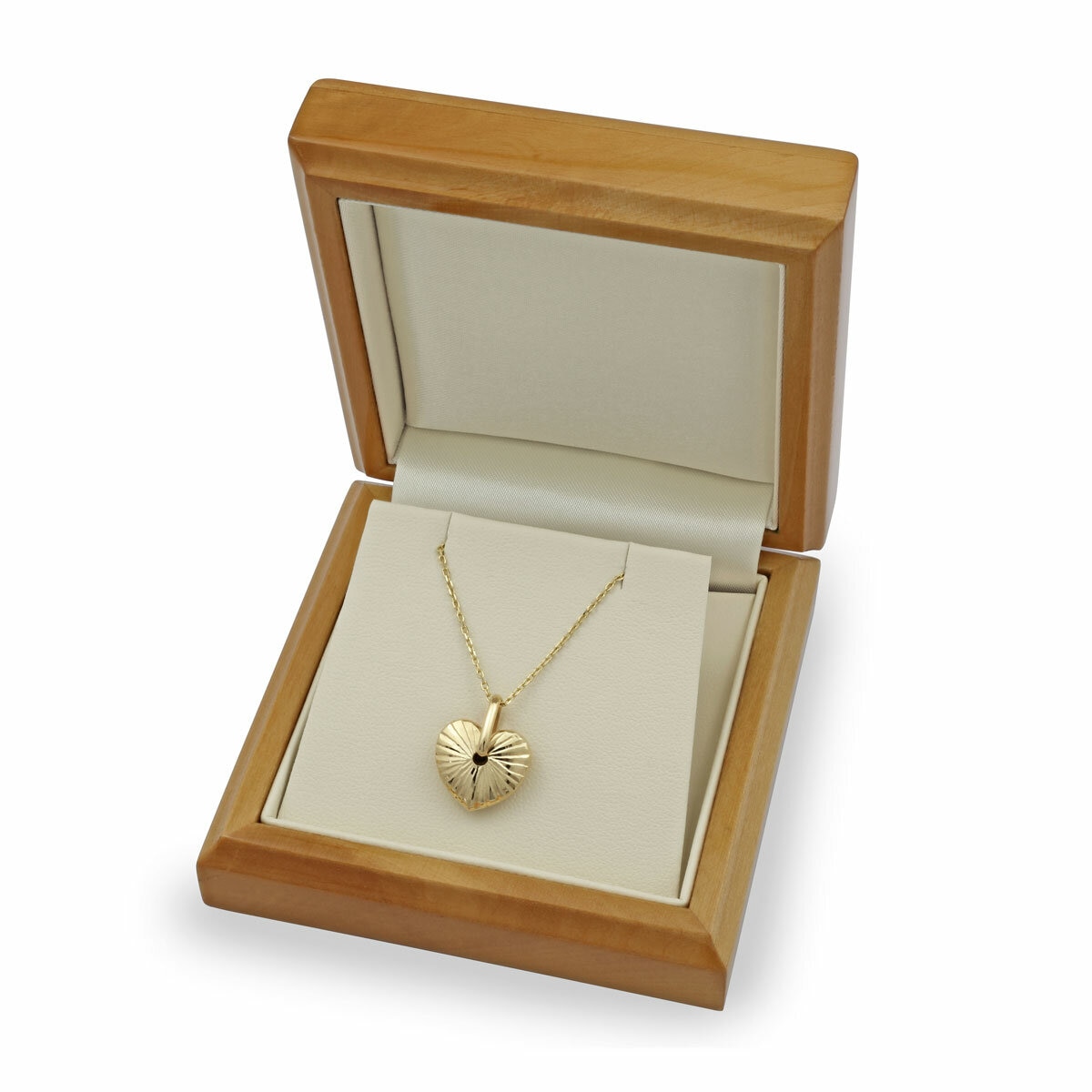 14ct Yellow Gold Textured Heart Drop Pendant