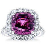 Cushion Cut Spinel & 1.70ctw Diamond Halo Ring, 18ct White Gold