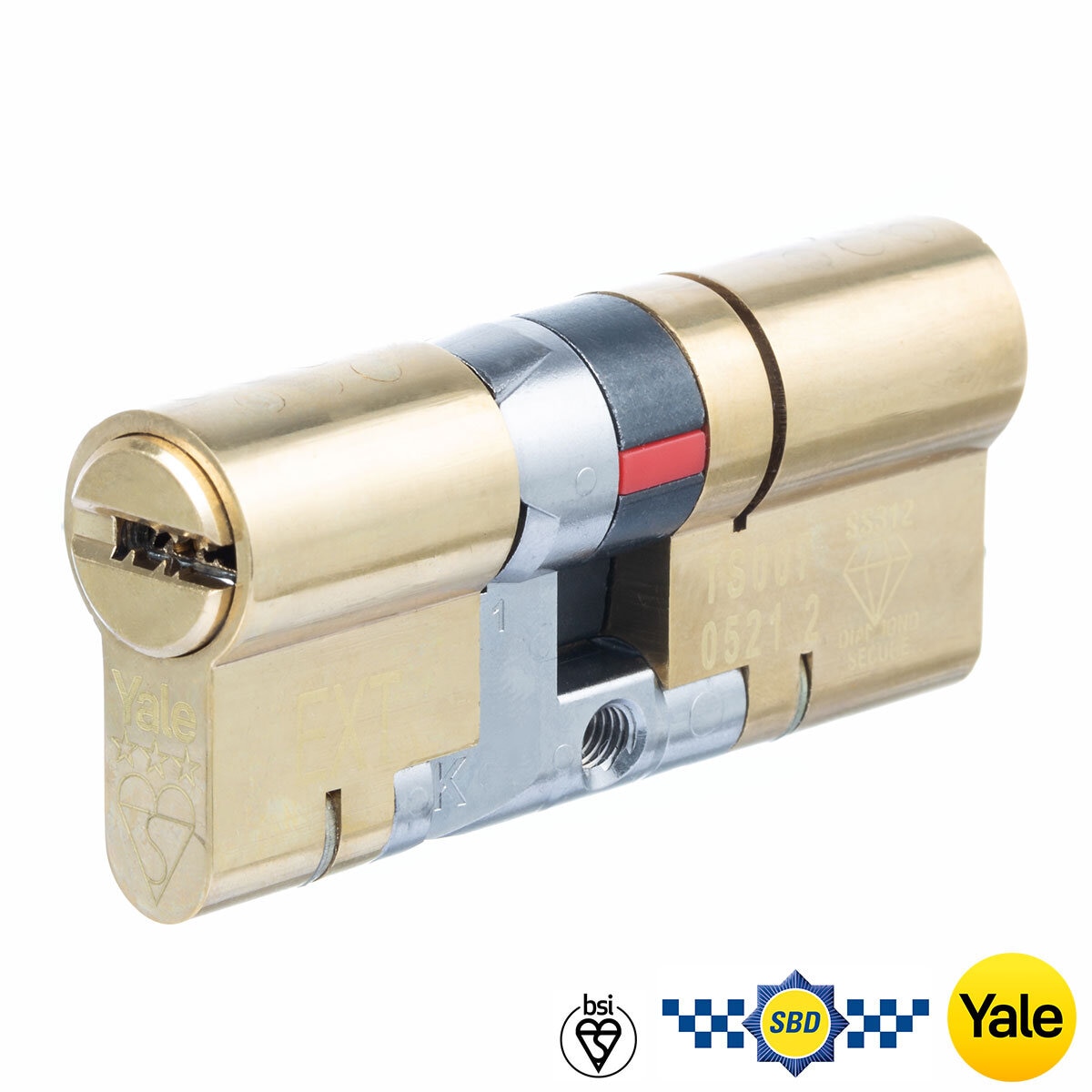 Yale Platinum 3 Star Cylinder Lock with 3 Keys in Brass
