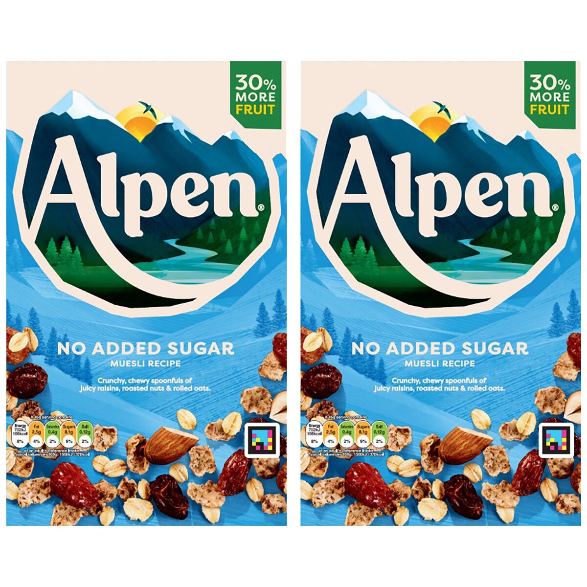 Alpen No Added Sugar Muesli, 2 x 950g
