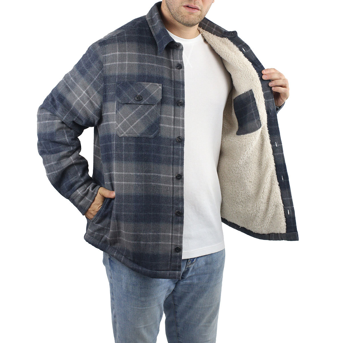 Jachs Men s Quilted Shirt Jacket in Grey Extra Extra Large
