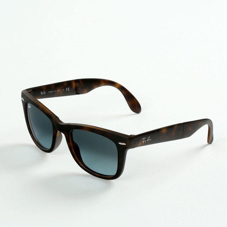 RayBan Tortoise Shell Folding Sunglasses with Dark Blue Lenses, RB4105