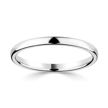 2.0mm Classic Court Wedding Ring, 18ct White Gold