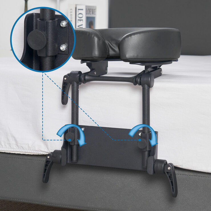 Lifestyle image showing how to attach the headrest to a mattress