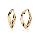 14ct Yellow Gold Wave Hoop Earrings