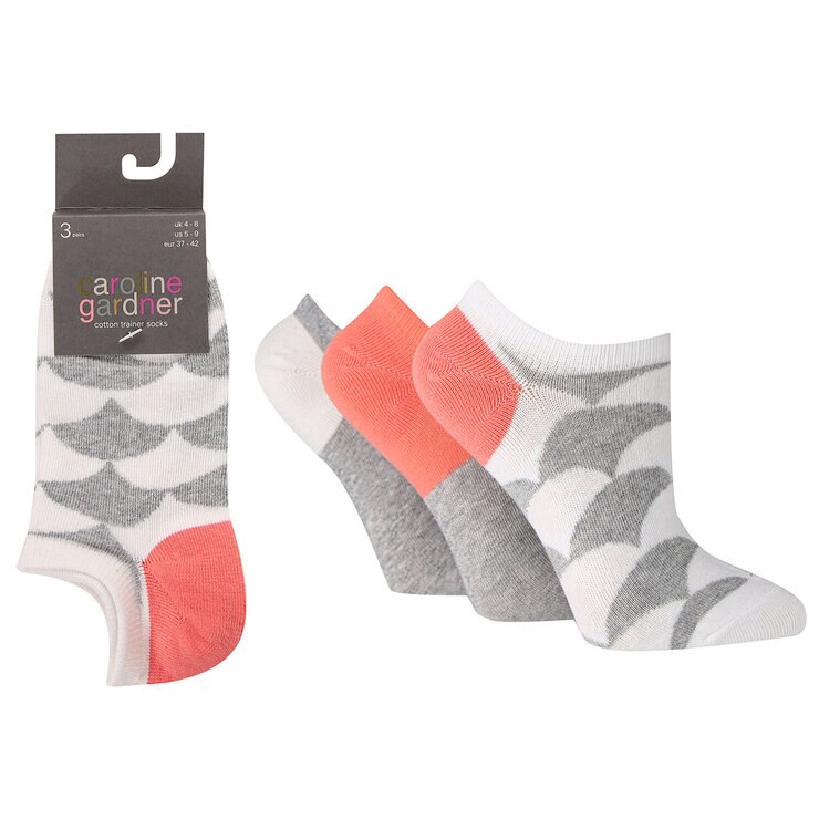 Caroline Gardner Ladies Trainer Sock 6 Pack in Grey