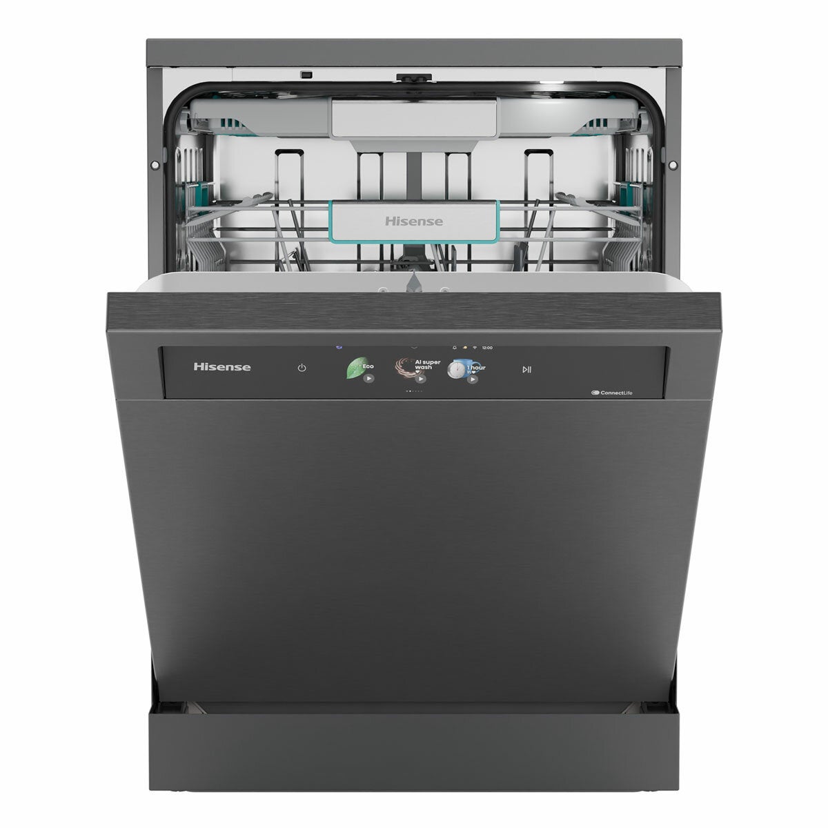 Hisense HS693A90ADBX, 16 Place Setting, Freestanding Dishwasher, A Rated in Silver Hisense HS693A90ADBX, 16 Place Setting, Freestanding Dishwasher, A Rated in Silver