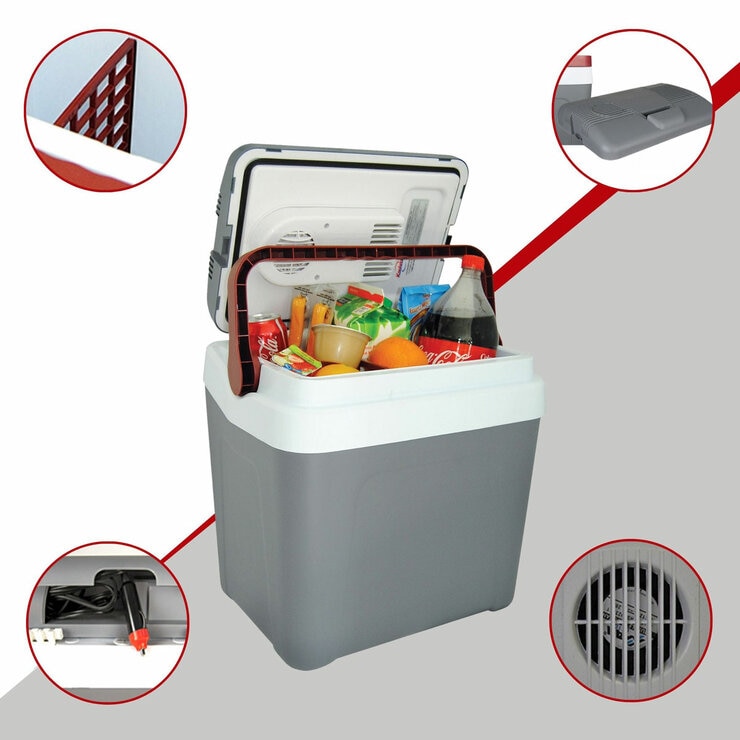 Koolatron 12V Electric Cool Box/Warm Box 24L, Self-Locking Handle
