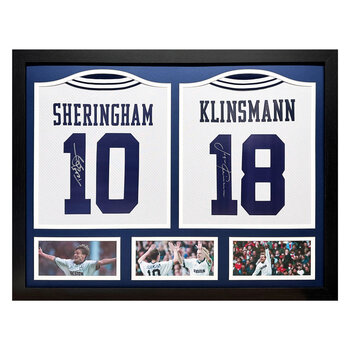 Jurgen Klinsmann & Teddy Sheringham Signed Framed Tottenham Football Shirts
