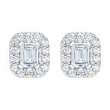 1.0ctw Emerald Cut Halo Earrings