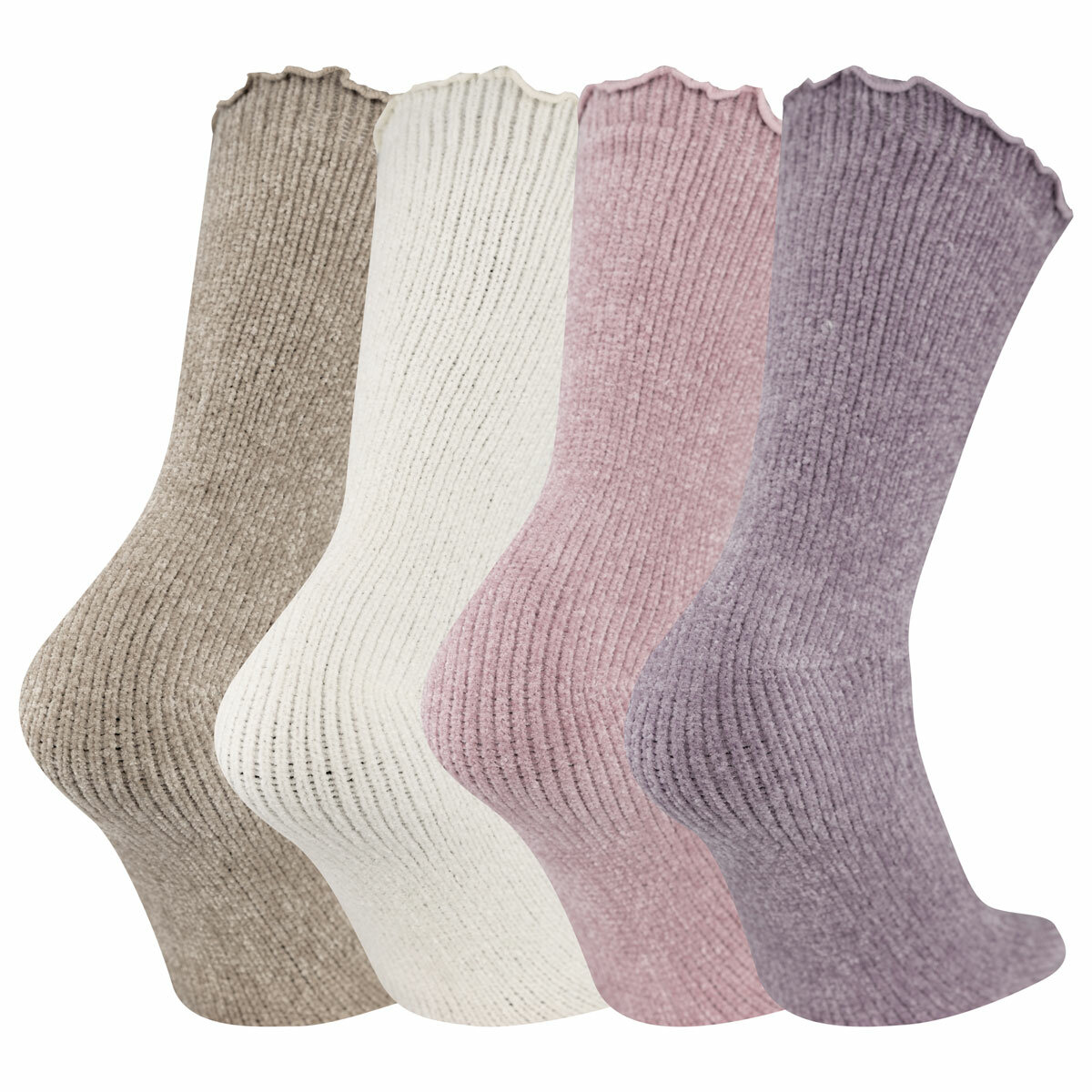 K Bell Ladies Chenille Socks, 4 Pack in Mixed Pastels K Bell Ladies Chenille Socks, 4 Pack in Mixed Pastels