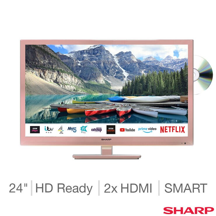 Sharp 1TC24BE0KR1FR 24 Inch HD Ready Smart TV in Rose Gold with Built