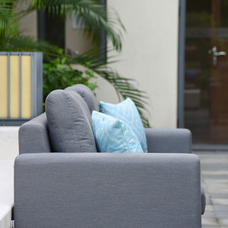 Maze Ethos 4 Piece Deep Seating Patio Set + 10 x 10ft Solar LED Cantilever Umbrella with Base (in Grey)