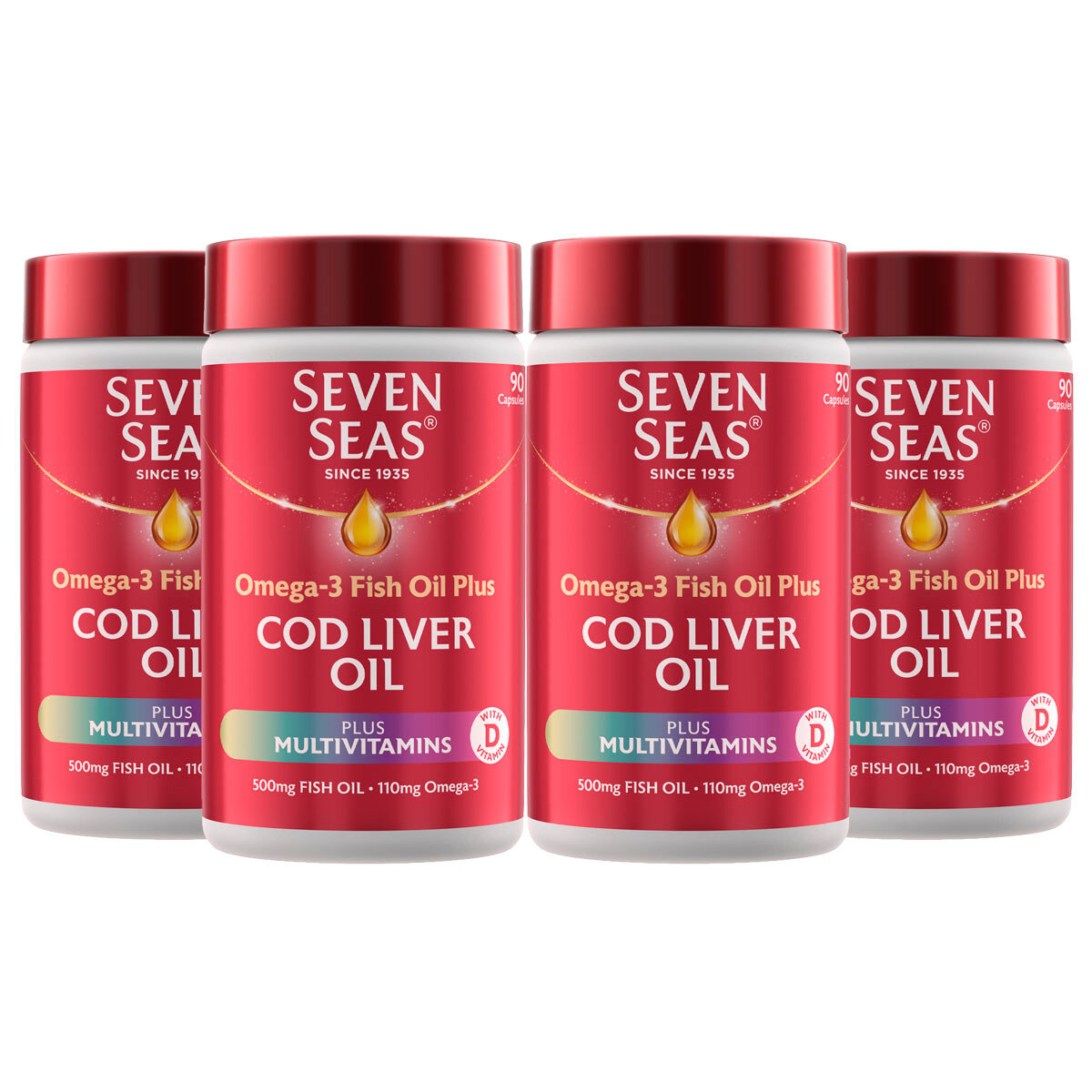 Seven Seas Cod Liver Oil Plus Multivitamins, 4 x 90 Count