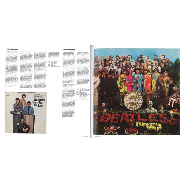 page spread of rock covers