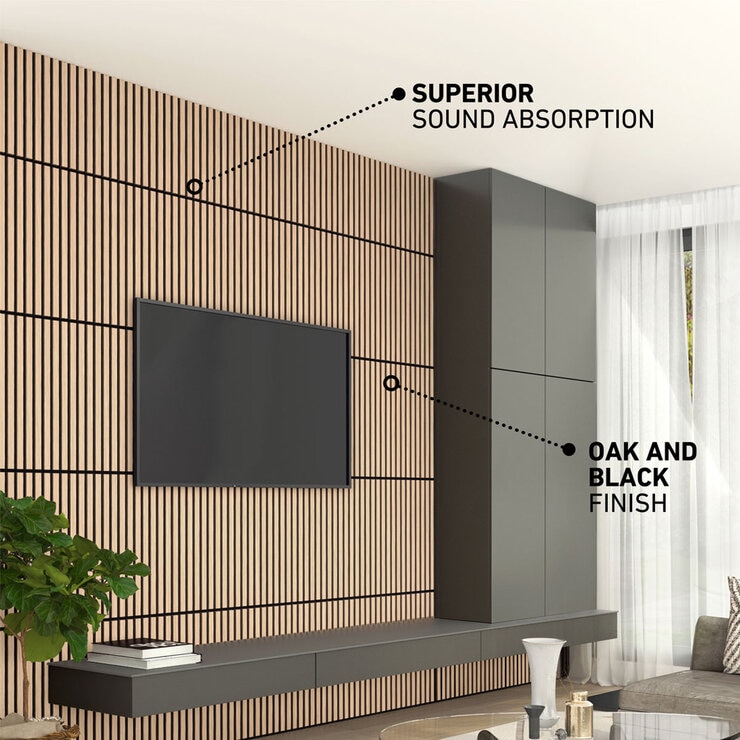 Artika Sonolok Acoustic Wall Panel Set in Oak & Black, 4 Pack