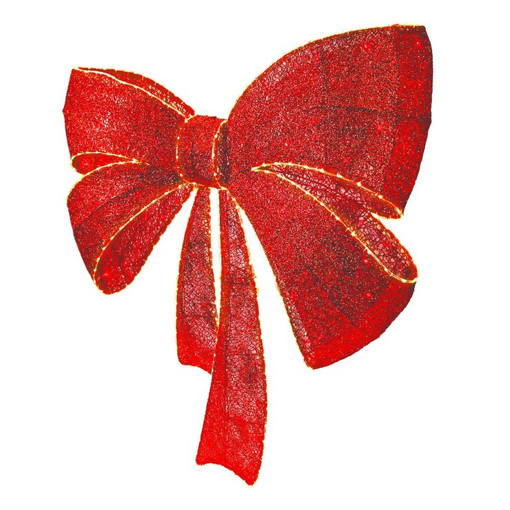 48 Inch (1.2m) Glitter String Red Bow with LED Lights