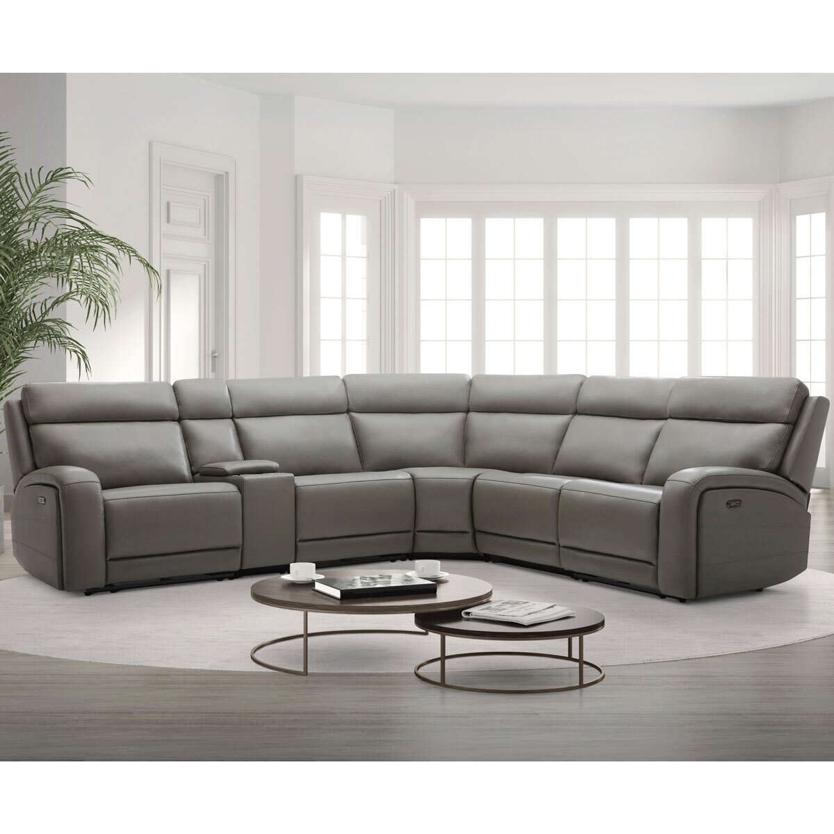Gilman Creek Paisley Leather Reclining Sectional Sofa with Power H...