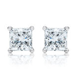 1.00ctw Princess Cut Diamond Stud Earrings, Platinum