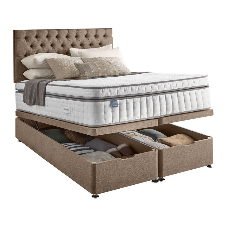 Silentnight Full Ottoman Divan Base with Eden Headboard in Wheat, Double