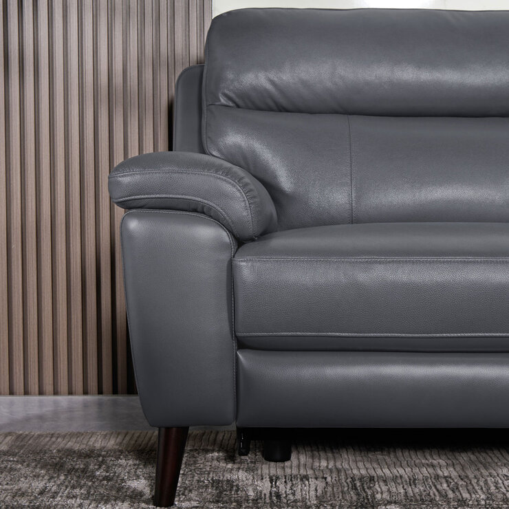Grace Dark Grey Leather Power Reclining 2 Seater Sofa
