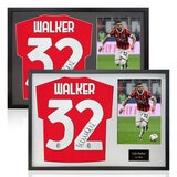 Kyle Walker Signed Framed AC Milan Shirt including 1 Photo in 2 Options: White or Black Mount