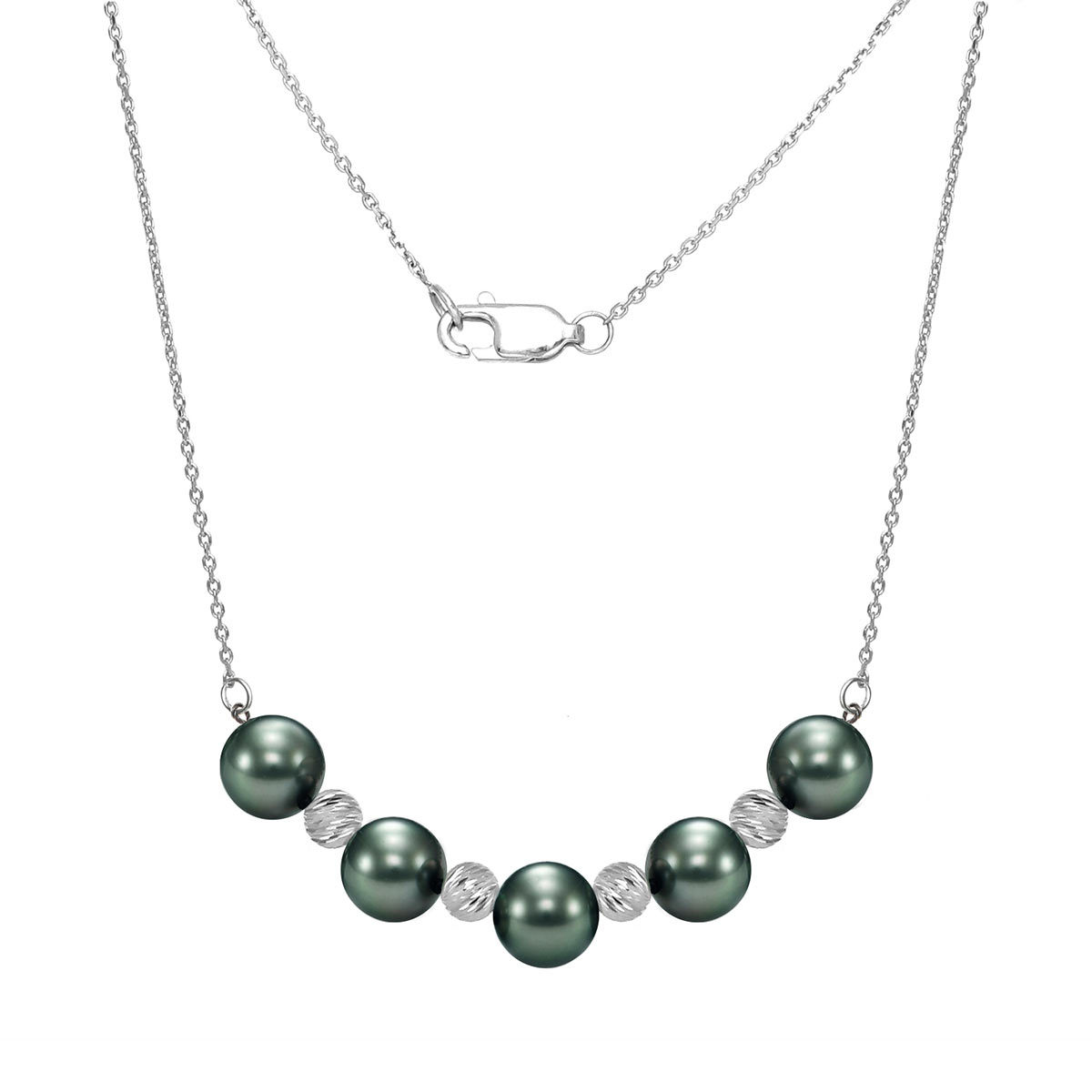 8-9mm Tahitian Pearl Necklace, 18ct White Gold