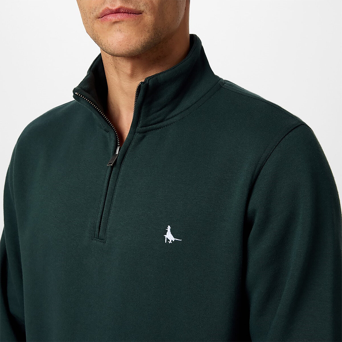 Jack Wills Men's Barchester 1/4 Zip Sweatshirt in Slate Green