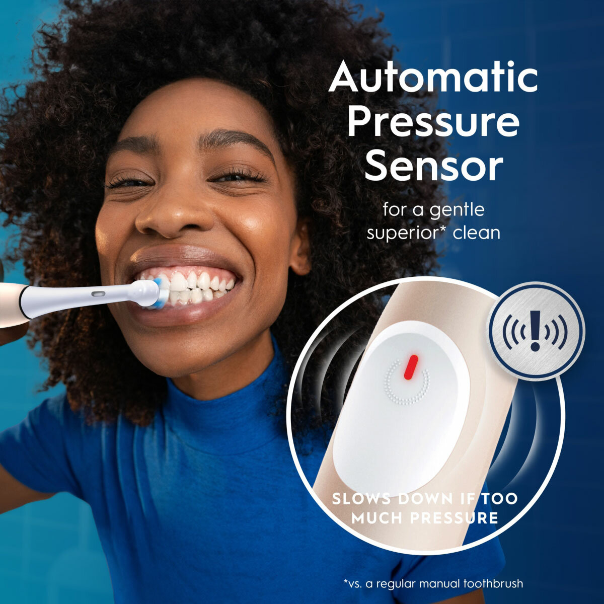 Lifestyle image of Oral-B iO2 Electric Toothbrush with automatic pressure sensor