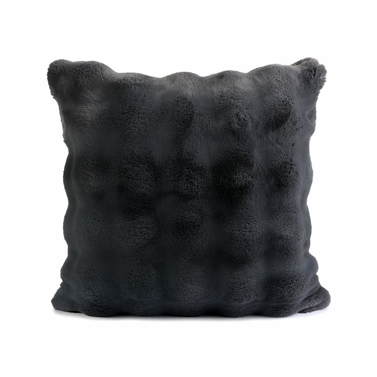 House & Home Faux Fur Bubble Cushion in Grey, 50 x 50 cm