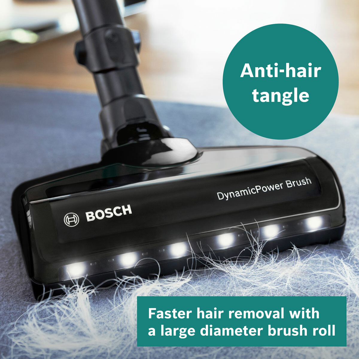Lifestyle image of Bosch Unlimited 7 Aqua Cordless Stick with Anti tangle hair