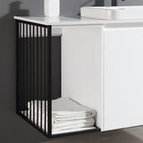 Close up detail of towel storage space on Ove Judy 1010mm in White