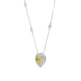 3.91ctw Heart Shape Fancy Intense Yellow Diamond Necklace, 18ct White Gold