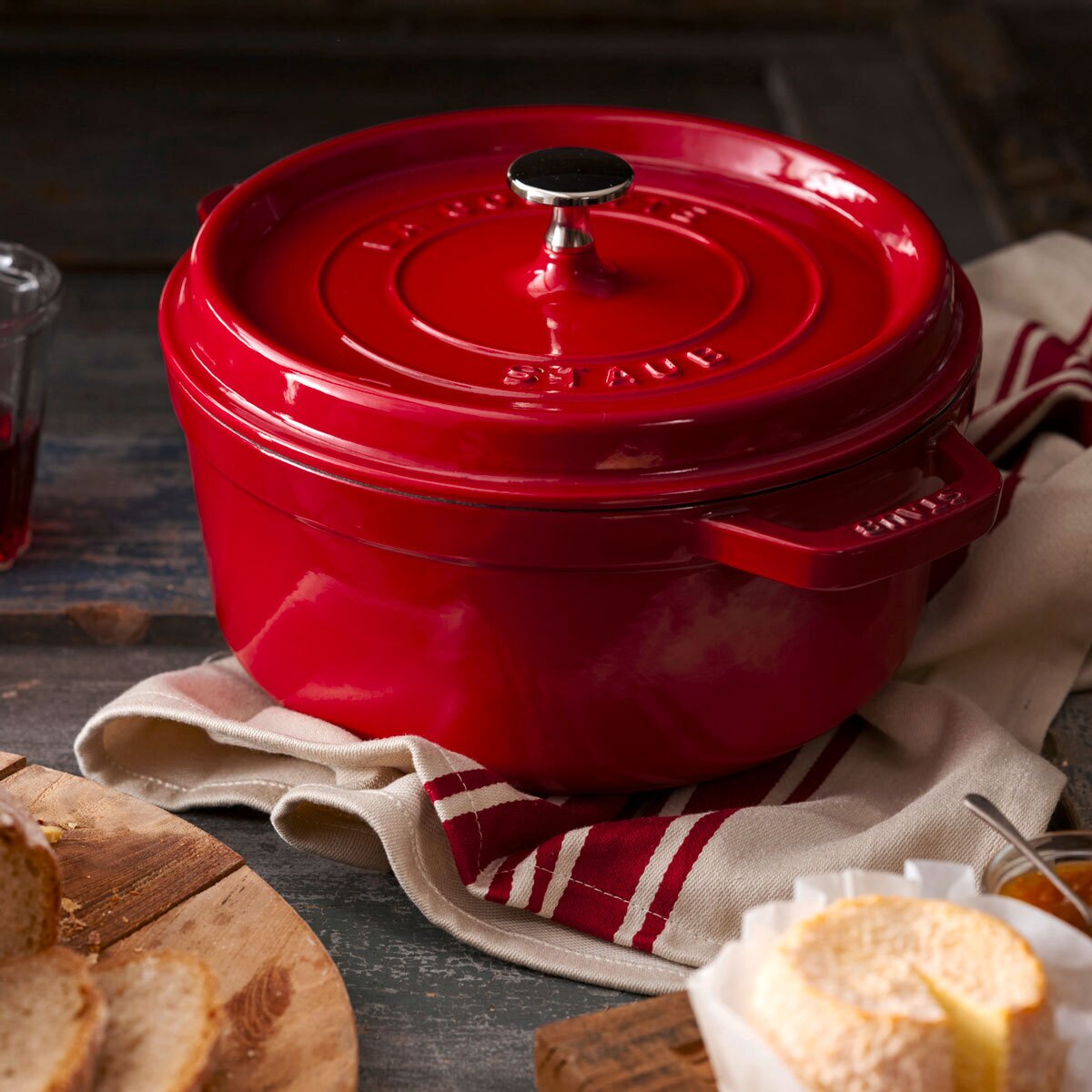 Staub 24cm Round Cast Iron Cocotte, Cherry Costco UK