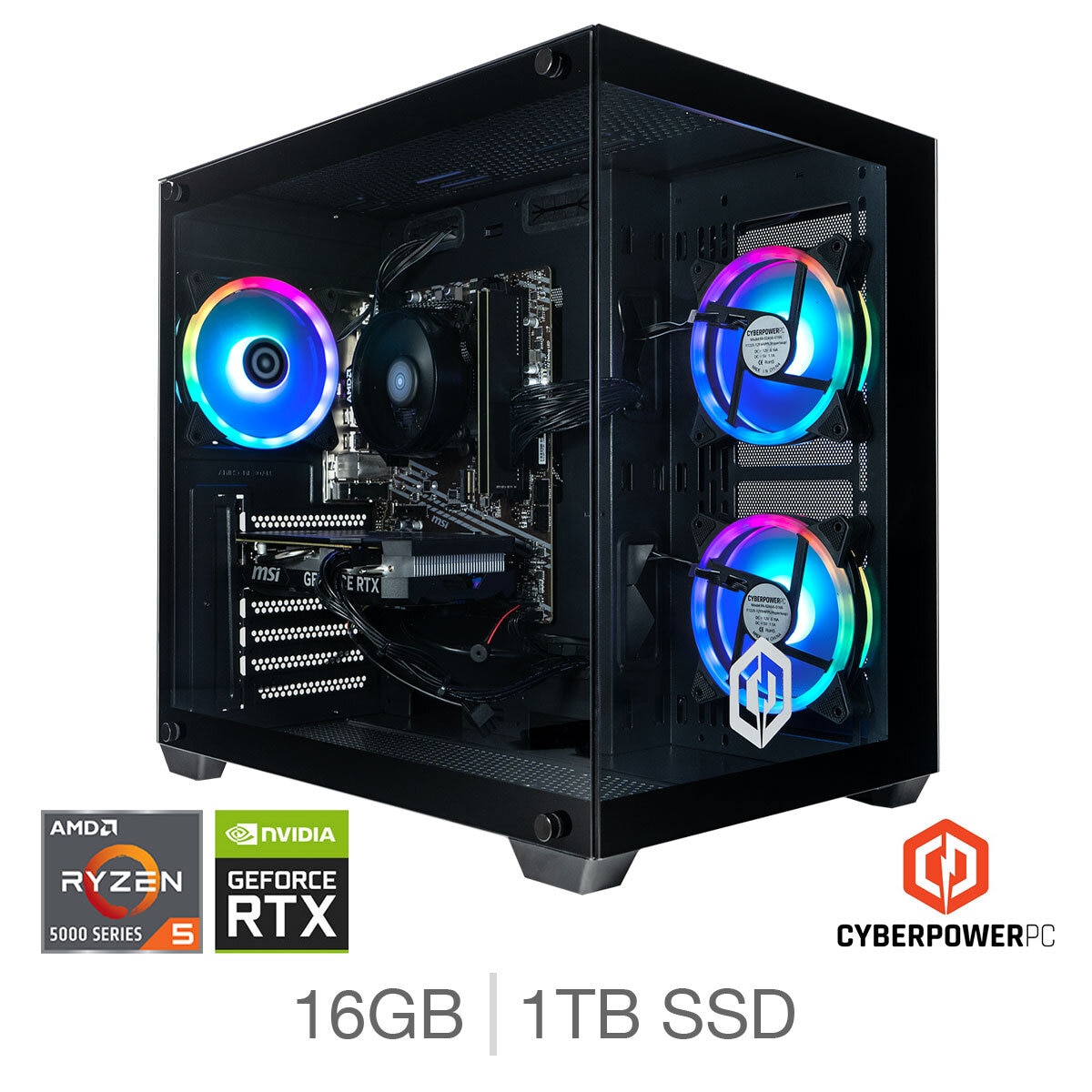 CyberPower, AMD Ryzen 5, 16GB RAM, 1TB SSD, NVIDIA GeForce RTX 4060, Gaming Desktop PC